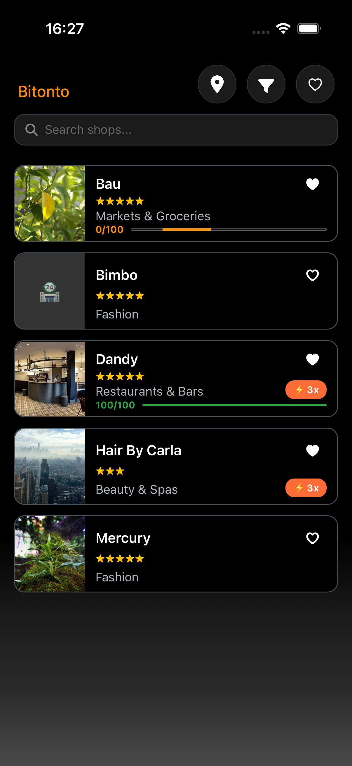Marketplace screen